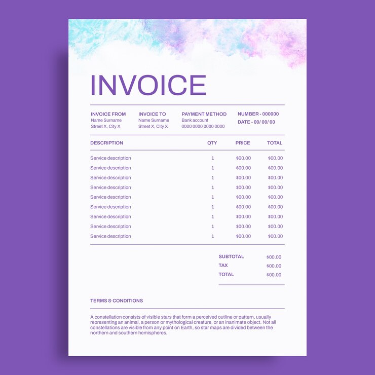 Free Vector services  invoice template design