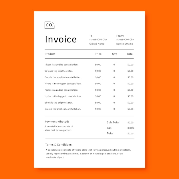 Services invoice template design