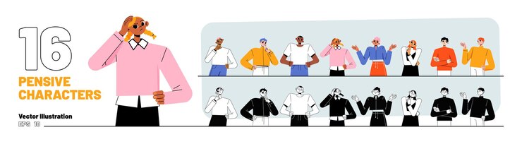 무료 Vector 흰색 절연 16 잠겨있는 문자 집합