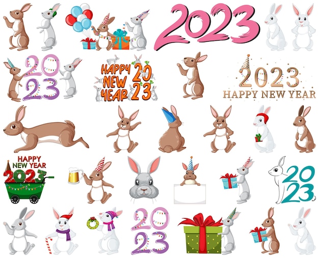 Set of 2023 new year element icon