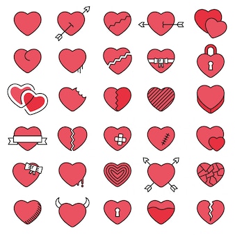 heart shape outline icons