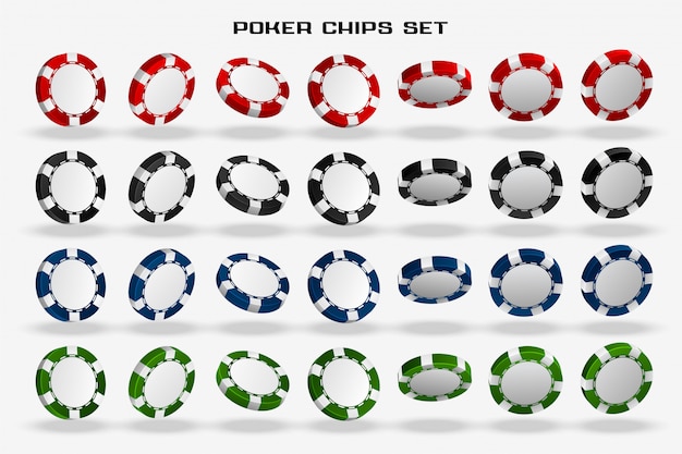 Set of 3d casino poker chips