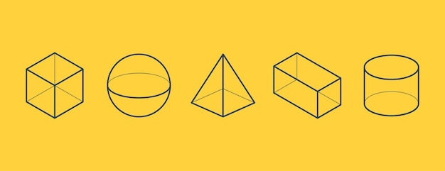 Free vector set of 3d geometric basic shapes icon vector