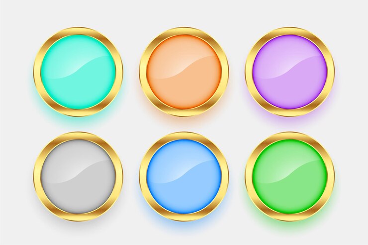 मुफ़्त वेक्टर set of 3d golden circle buttons element design