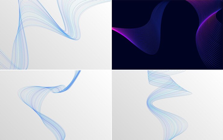Free Vector set of 4 geometric wave pattern background abstract waving line vector illustration