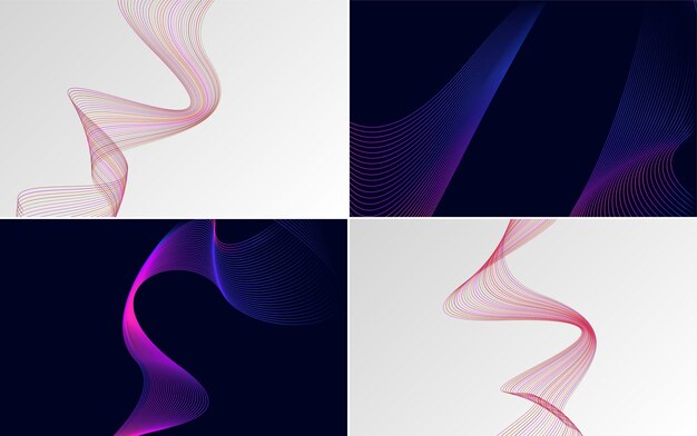 Free vector set of 4 geometric wave pattern background abstract waving line vector illustration