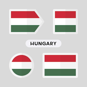 Set of 4 symbols with the flag of hungary