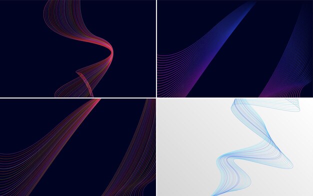 Set of 4 vector line backgrounds to add a stylish touch to your designs