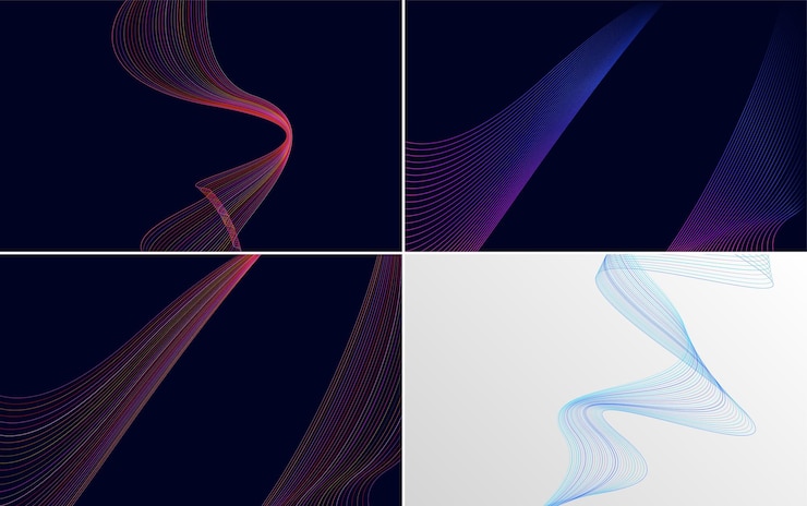 Free Vector set of 4 vector line backgrounds to add a stylish touch to your designs