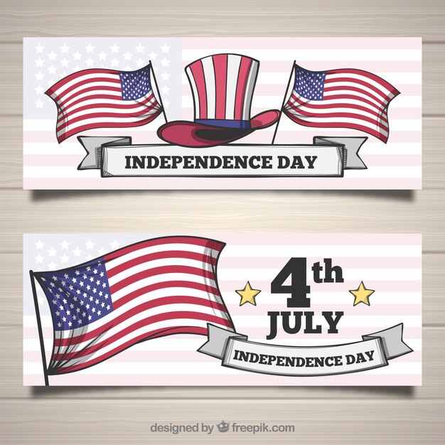 Free Vector set of 4th of july banners