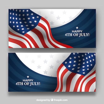 Set of 4th of july banners