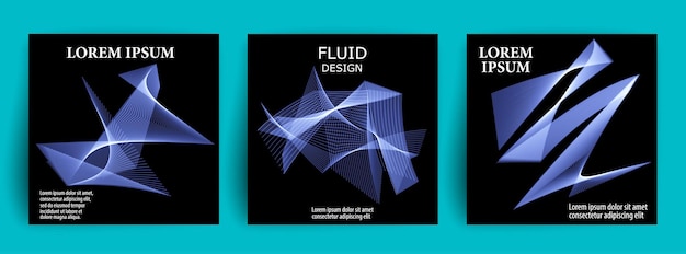 Set of abstract 3d fluid shapes. flow design.