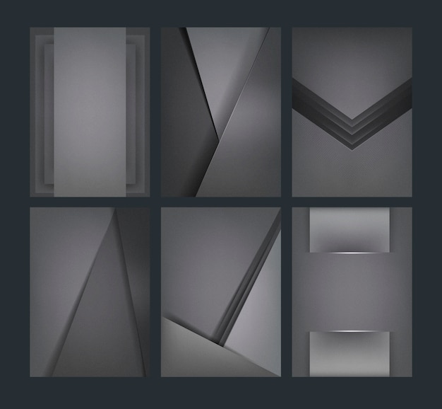 Free vector set of abstract background designs in dark gray