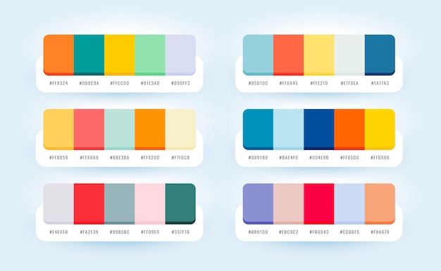 Vettore gratuito set di banner della tavolozza dei colori astratta per il web e la progettazione di app