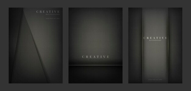 Set of abstract creative background designs in black