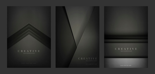 Set of abstract creative background designs in black