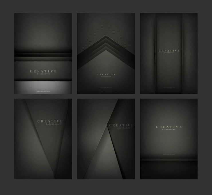 Free Vector set of abstract creative background designs in black