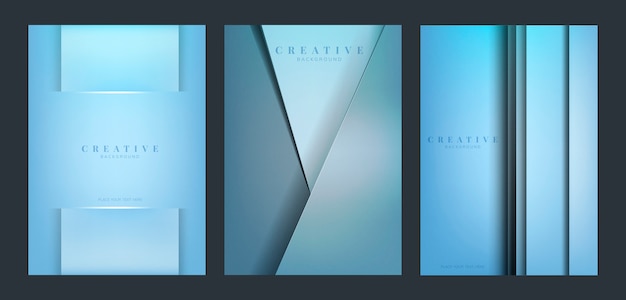 Set of abstract creative background designs in blue