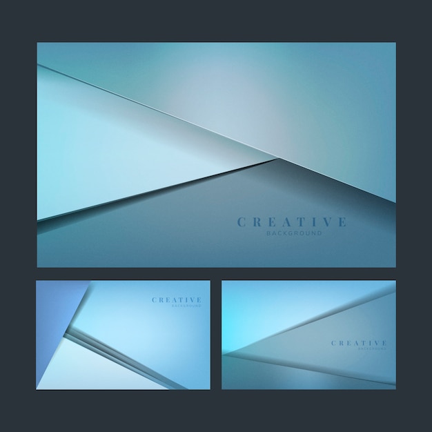 Set of abstract creative background designs in blue