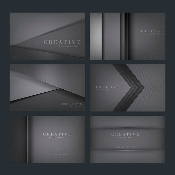 Free Vector set of abstract creative background designs in dark gray