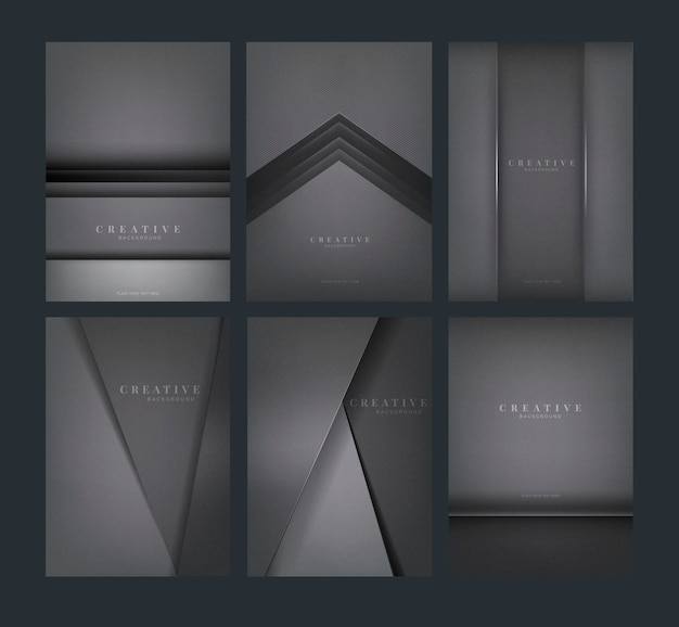 Free vector set of abstract creative background designs in dark gray