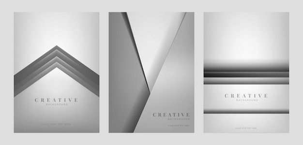 Free vector set of abstract creative background designs in light gray