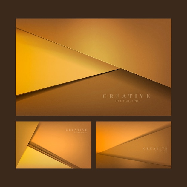 Set of abstract creative background designs in orange