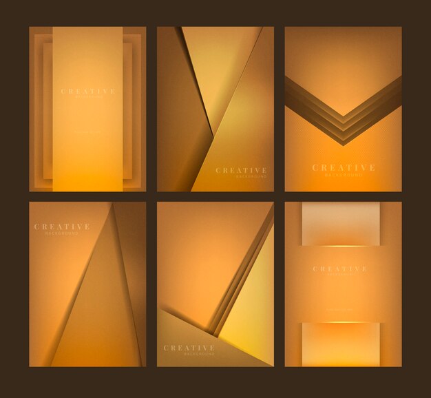 Set of abstract creative background designs in orange