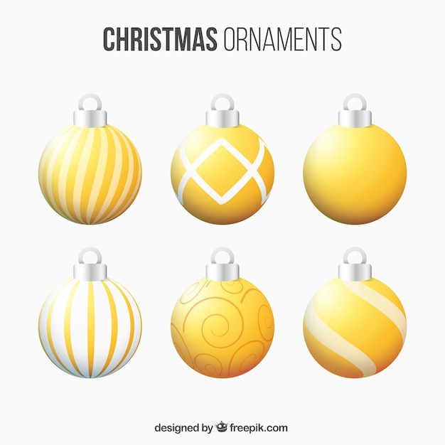 Free vector set of abstract golden christmas balls