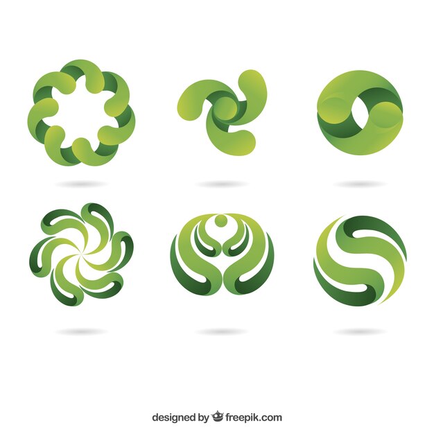 Set of abstract green logos