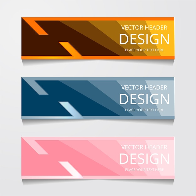 Free vector set abstract horizontal web banner