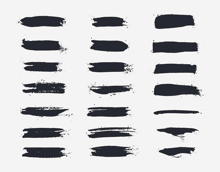 Free Vector set of abstract ink stain blotch texture with brush stroke effect