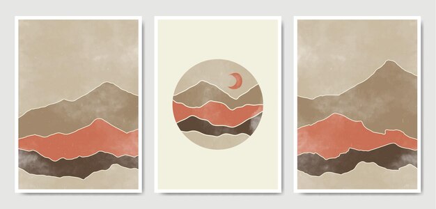 Set of abstract landscape poster