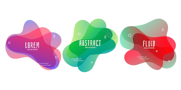 Free Vector set of abstract liquid or fluid shape banners