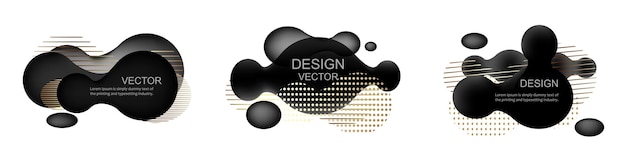 Free vector set of abstract modern graphic elements dynamical black gold forms and line template for the design of a logo flyer or presentation