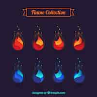 Free vector set of abstract orange and blue flames