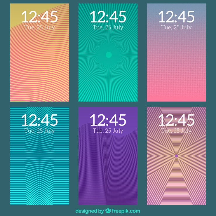 Free Vector set of abstract striped mobile wallpapers