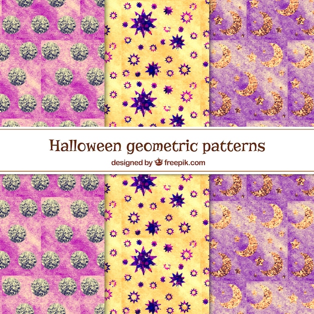 Free vector set of abstract watercolor geometric patterns