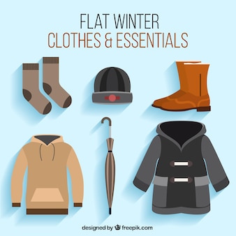 Set of accessories and clothing for winter