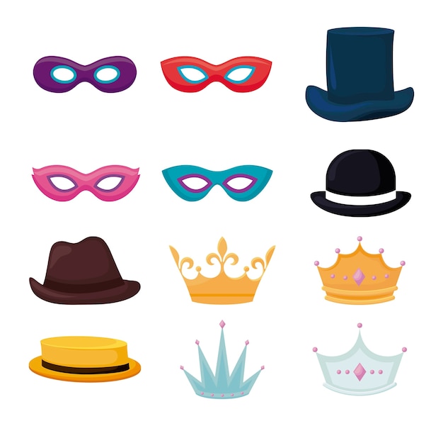 Free vector set accessories of party traditional