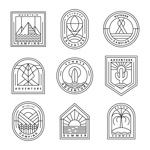 Set of adventure logo vector