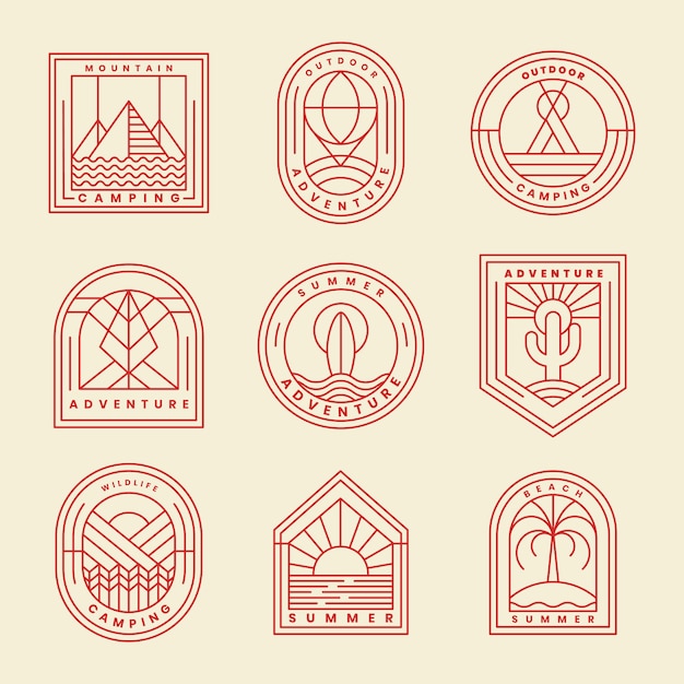 Set of adventure logo vector