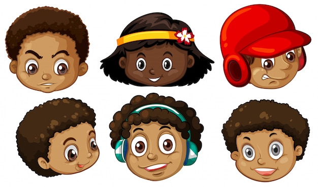 Free vector set of african american heads