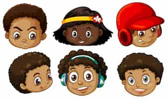 Free vector set of african american heads