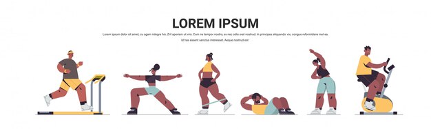 ヨガフラットデザインイラストをしている男性の肖像画 プレミアムベクター