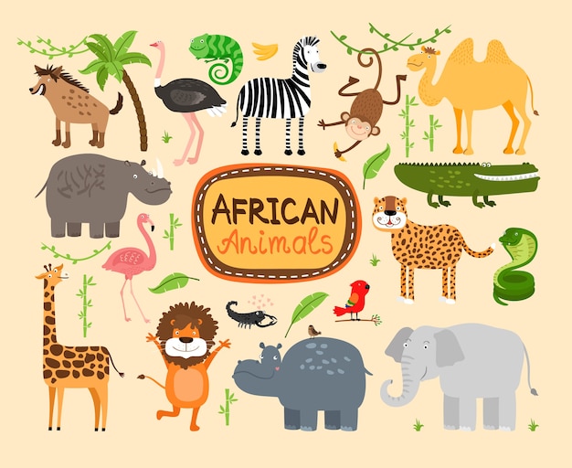 Set of african animals