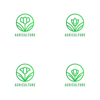 Set of agriculture and organic farm logo design collection