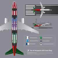 Free vector set of airplane with seat map isolated