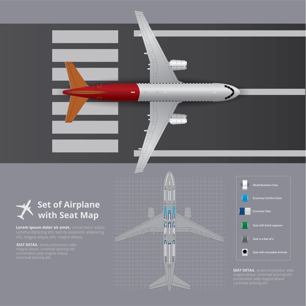 Set of Airplane with Seat Map template