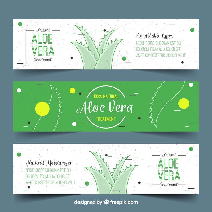 Free Vector set of aloe vera banners
